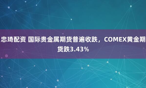 忠琦配资 国际贵金属期货普遍收跌，COMEX黄金期货跌3.43%